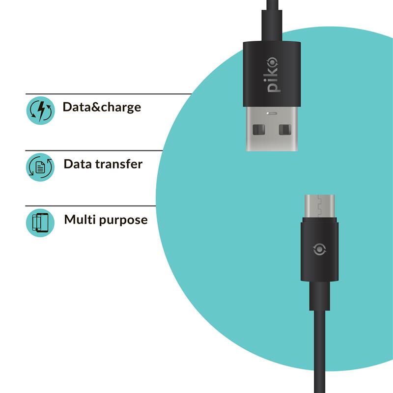 Кабель Piko CB-UM10 USB - micro USB (M/M), 0.2 м, Black (1283126493874) | ARAGO