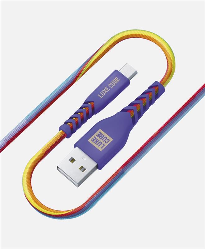 Кабель Luxe Cube Kevlar USB - micro USB (M/M), 1.2 м, райдужний (8886668686259) | ARAGO
