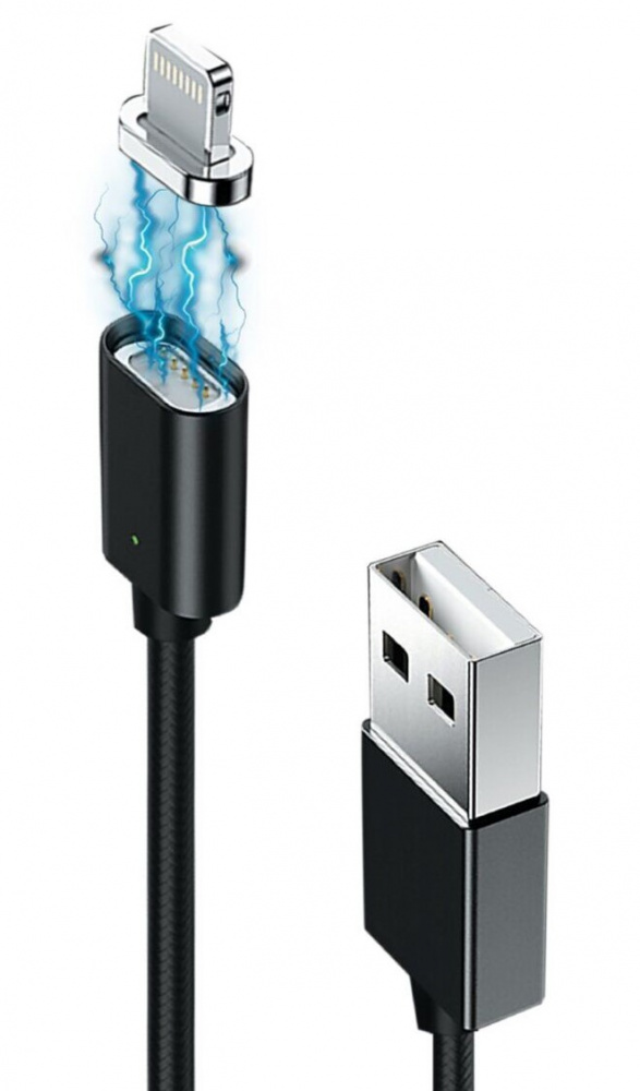 Кабель Grand-X USB - Lightning (M/M), магнітний, 1 м, Black (MG-01L) | ARAGO