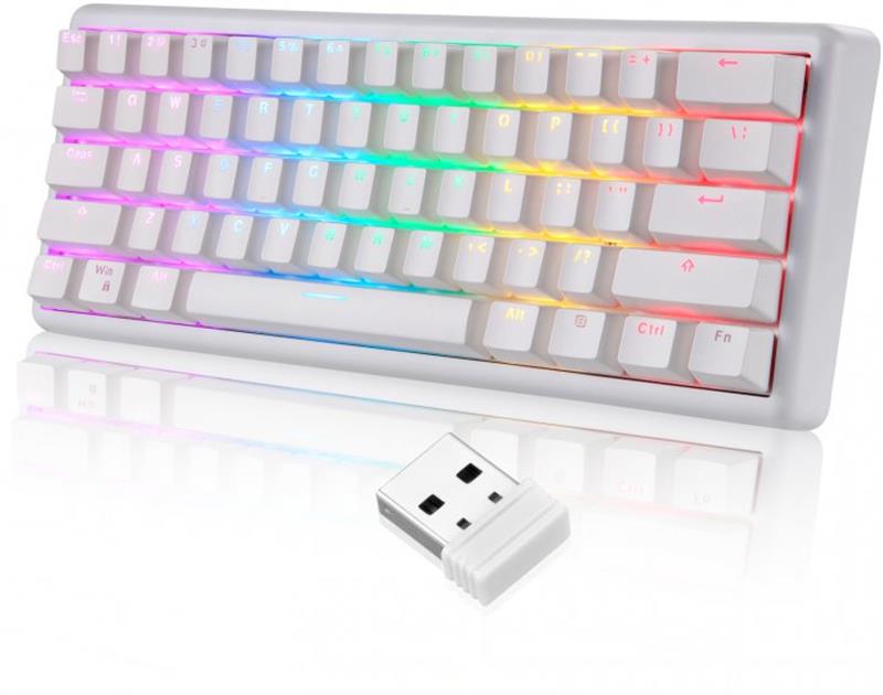 Клавіатура бездротова Motospeed SK66 Gateron Blue Hot Swap White (mtsk66wmb) | ARAGO