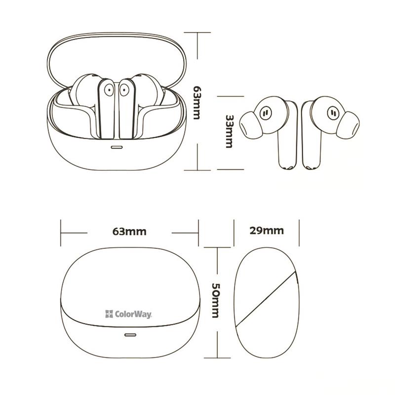 Bluetooth-гарнітура СolorWay Slim TWS-1 Earbuds Long Life Black (CW-TWS1BK1) | ARAGO