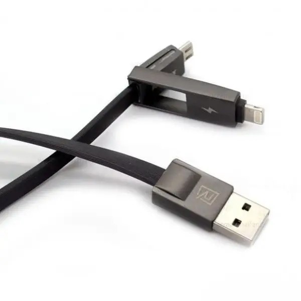 Кабель Remax RC-042t Strive USB - Lightning + micro USB (M/M), 1 м, Black (6954851272939) | ARAGO