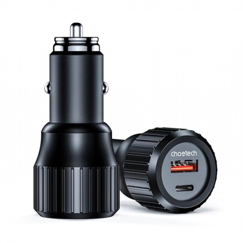 Автомобільний зарядний пристрій Choetech (1USB Type C 63W; 1USB 18W) PD3.0 QC3.0 Black (TC0010) | ARAGO
