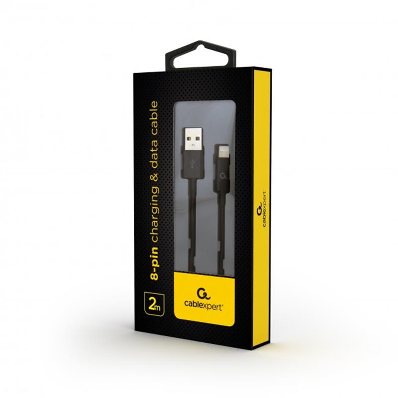 Кабель Cablexpert USB - Lightning (M/M), преміум, 2 м, чорний (CC-USB2P-AMLM-2M) | ARAGO