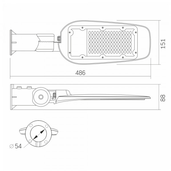 картинка LED вуличний ліхтар VIDEX (поворотний) 50W 5000K Сірий от магазина Компания+