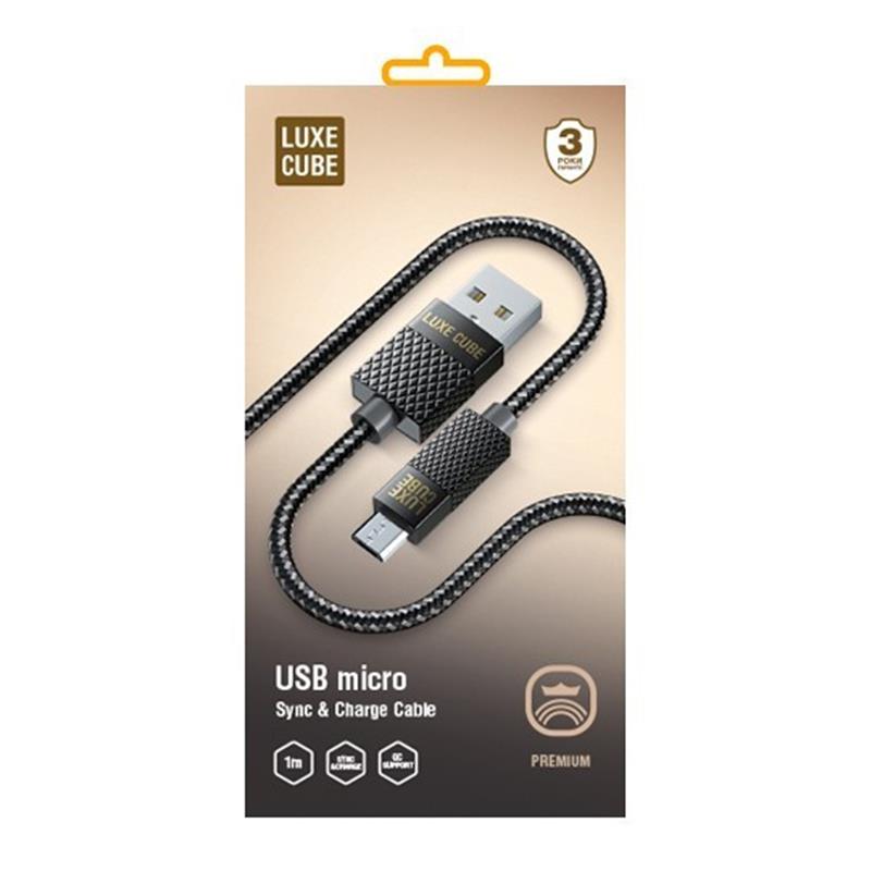 Кабель Luxe Cube Premium USB - micro USB (M/M), 1 м, сірий (8886668686167) | ARAGO
