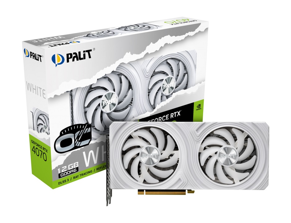 Відеокарта GF RTX 4070 12GB GDDR6 White OC Palit (NE64070S19K9-1048L) | ARAGO