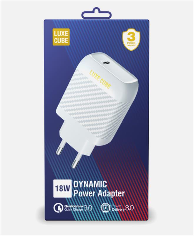 Мережевий зарядний пристрій Luxe Cube Dynamic 18W (1USBх3A) White (4446689880643) | ARAGO