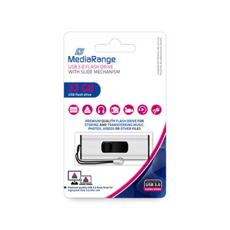 Флеш-накопичувач USB3.0 32GB MediaRange Black/Silver (MR916) | ARAGO