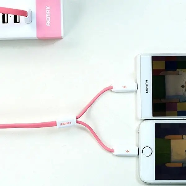 Кабель Remax RC-025t Gemini USB - Lightning + micro USB (M/M), 1 м, Pink (6954851251286) | ARAGO