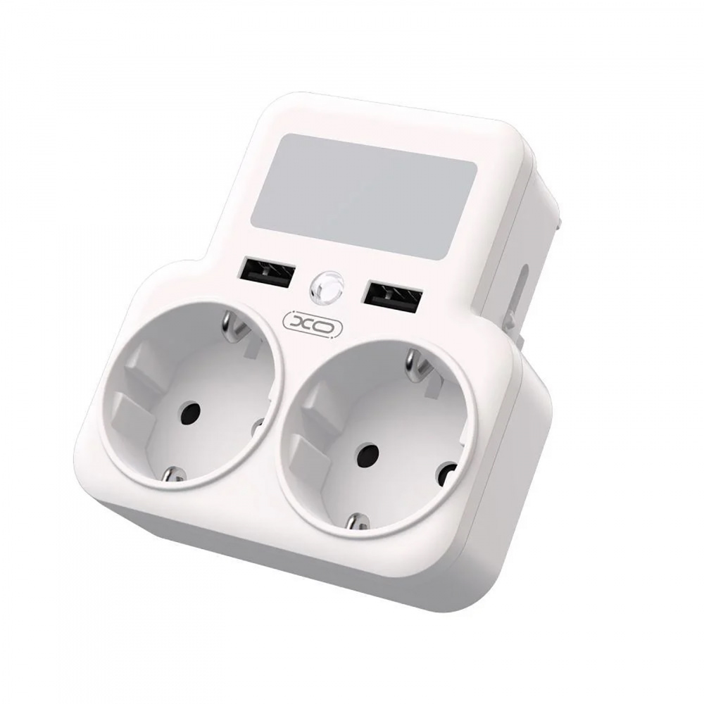 Мережевий зарядний пристрій XO WL09 (2 розетки 4000W; 2USB 2.4A) White (WL09.white) | ARAGO