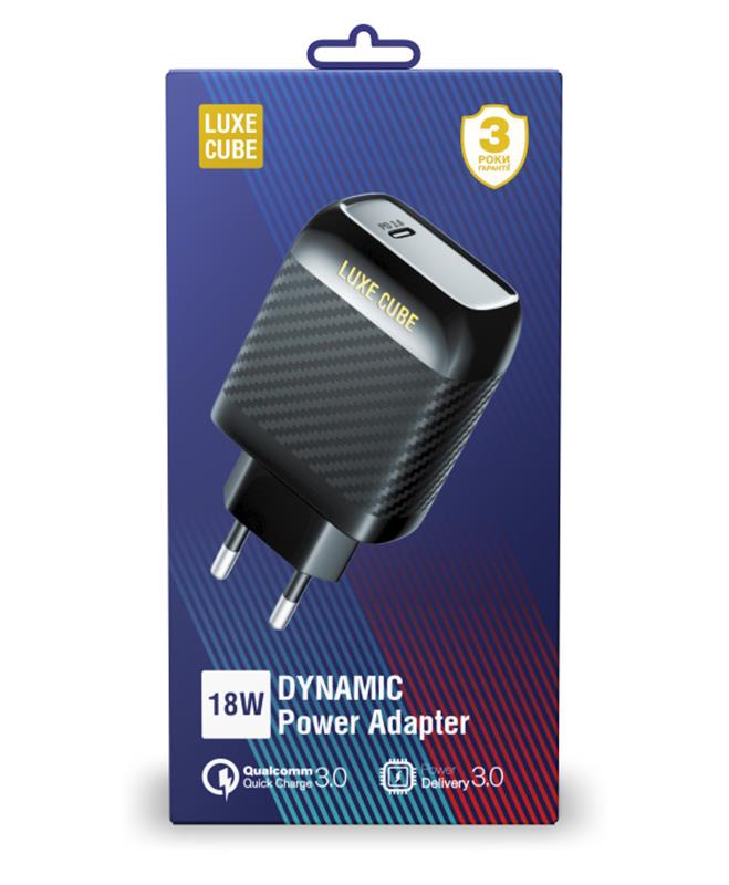 Мережевий зарядний пристрій Luxe Cube Dynamic 18W (1USBх3A) Black (4446689880896) | ARAGO