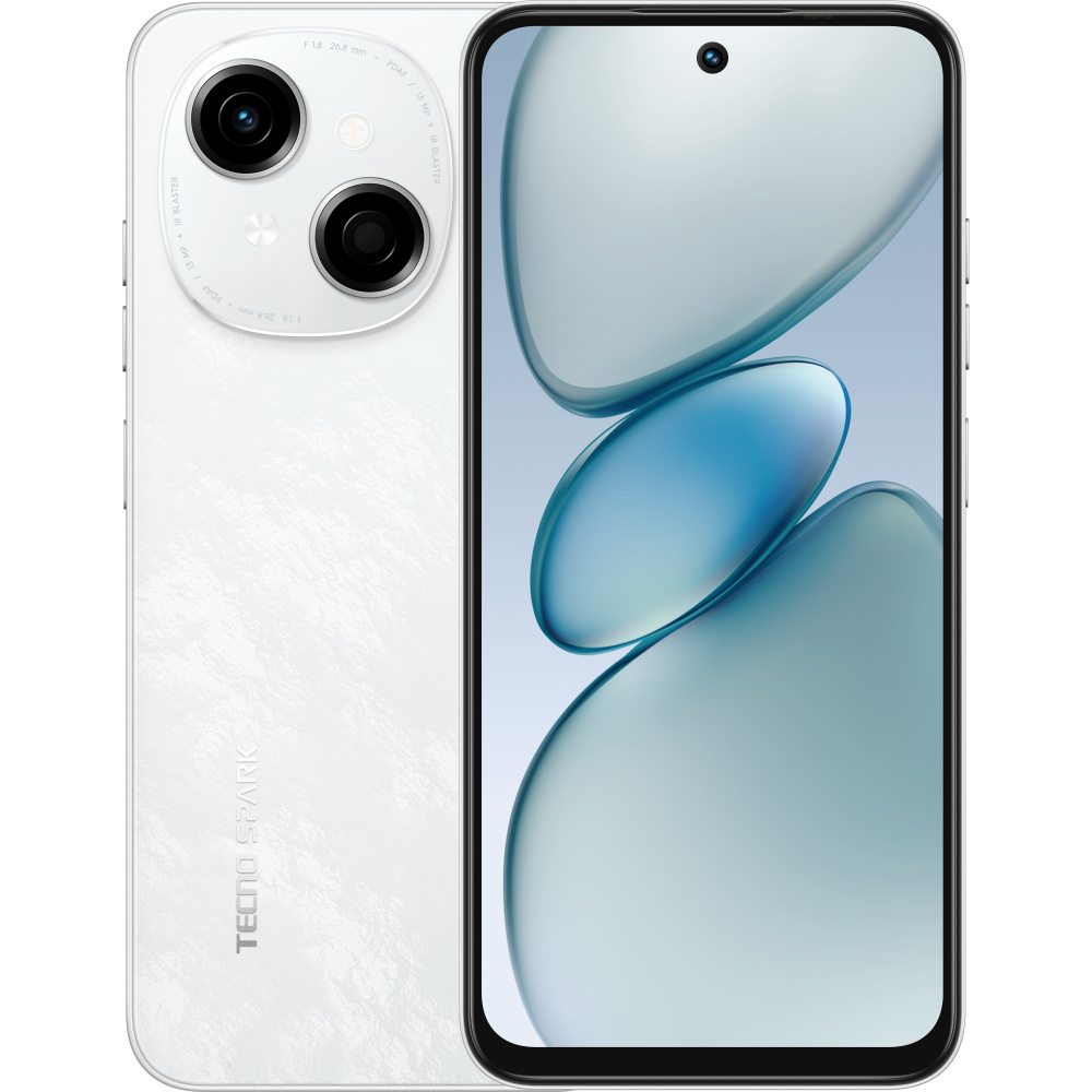 Смартфон Tecno Spark Go 1 (KL4) 4/64GB Glittery White (4894947036453) | ARAGO