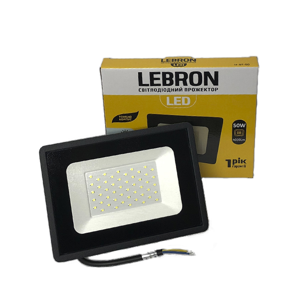 картинка LED прожектор Lebron, 50W, 4500Lm, 6200К от магазина Компания+