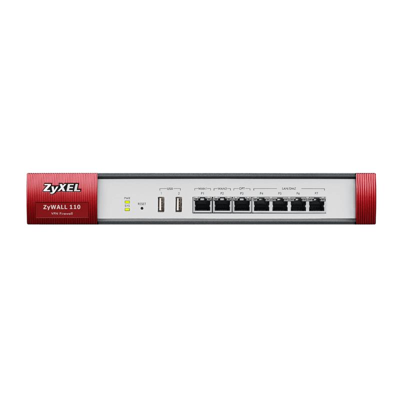 Межсетевой экран Zyxel ZyWALL 110 (ZYWALL110-EU0101F) (2xGE WAN, 4xGE LAN/DMZ, 1xSFP,  Device HA Pro, 2xUSB3.0, AP Controller (2/34)) | ARAGO