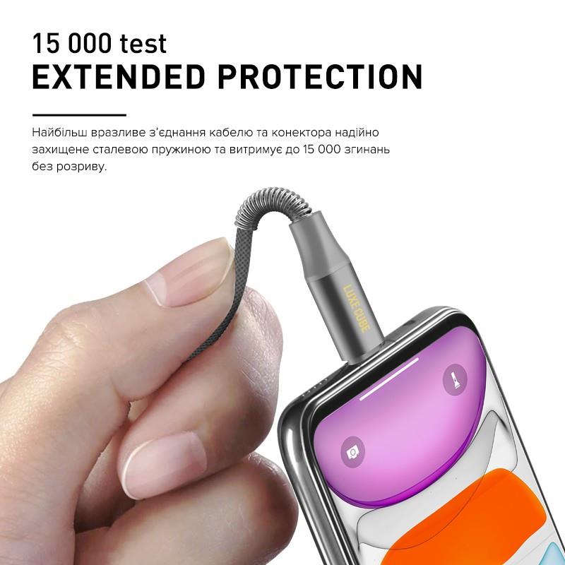 Кабель Luxe Cube Armored USB - microUSB (M/M), 1 м, сірий (8886668686105) | ARAGO