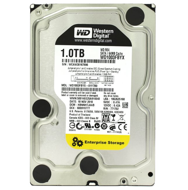 Накопичувач HDD SATA 1.0TB WD RE4 7200rpm 64MB (WD1003FBYX) Refurbished | ARAGO