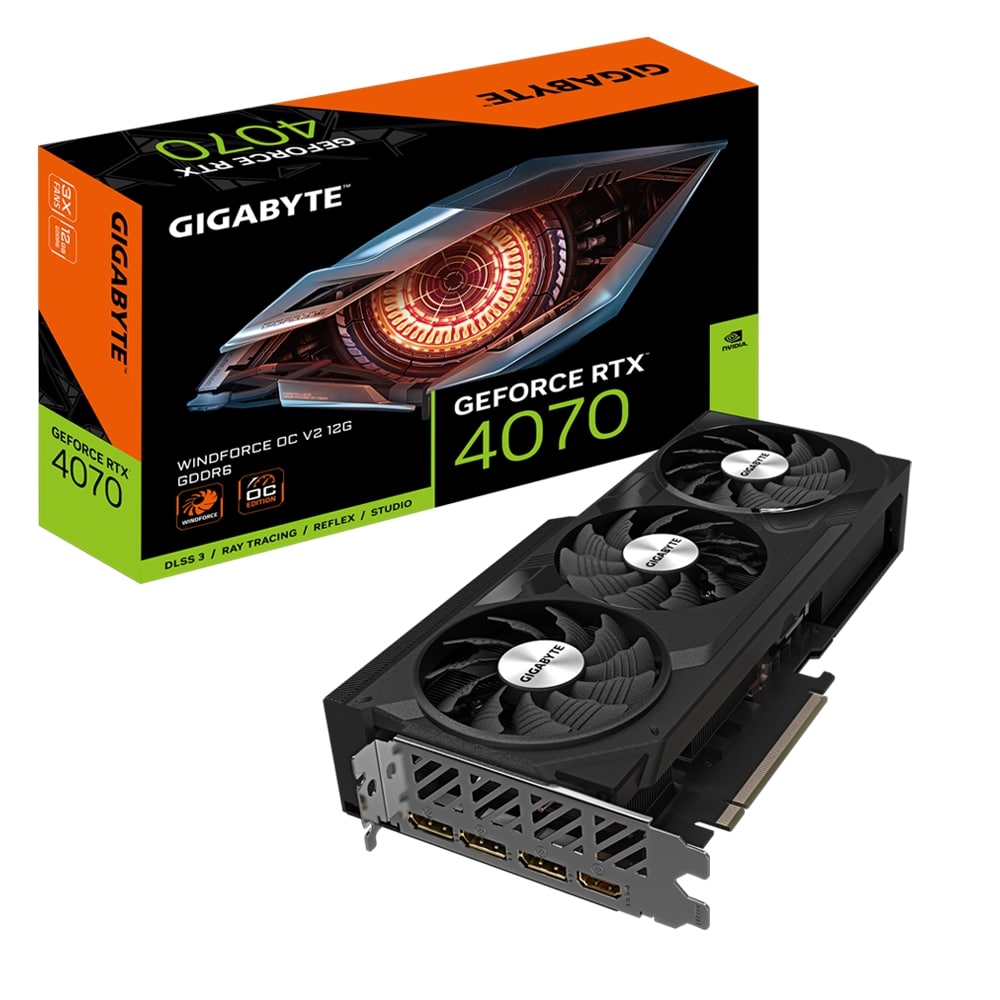 Відеокарта GF RTX 4070 12GB GDDR6 Windforce OC V2 Gigabyte (GV-N4070WF3OCV2-12GD) | ARAGO