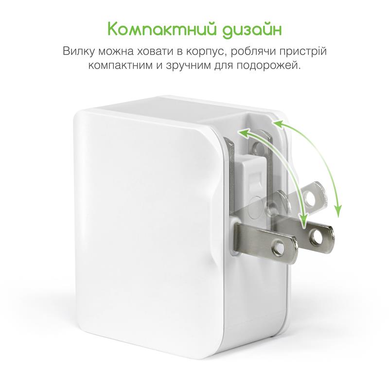 Мережевий зарядний пристрій Intaleo TCA242 (2USB, 2.4A) White (1283126477492) | ARAGO