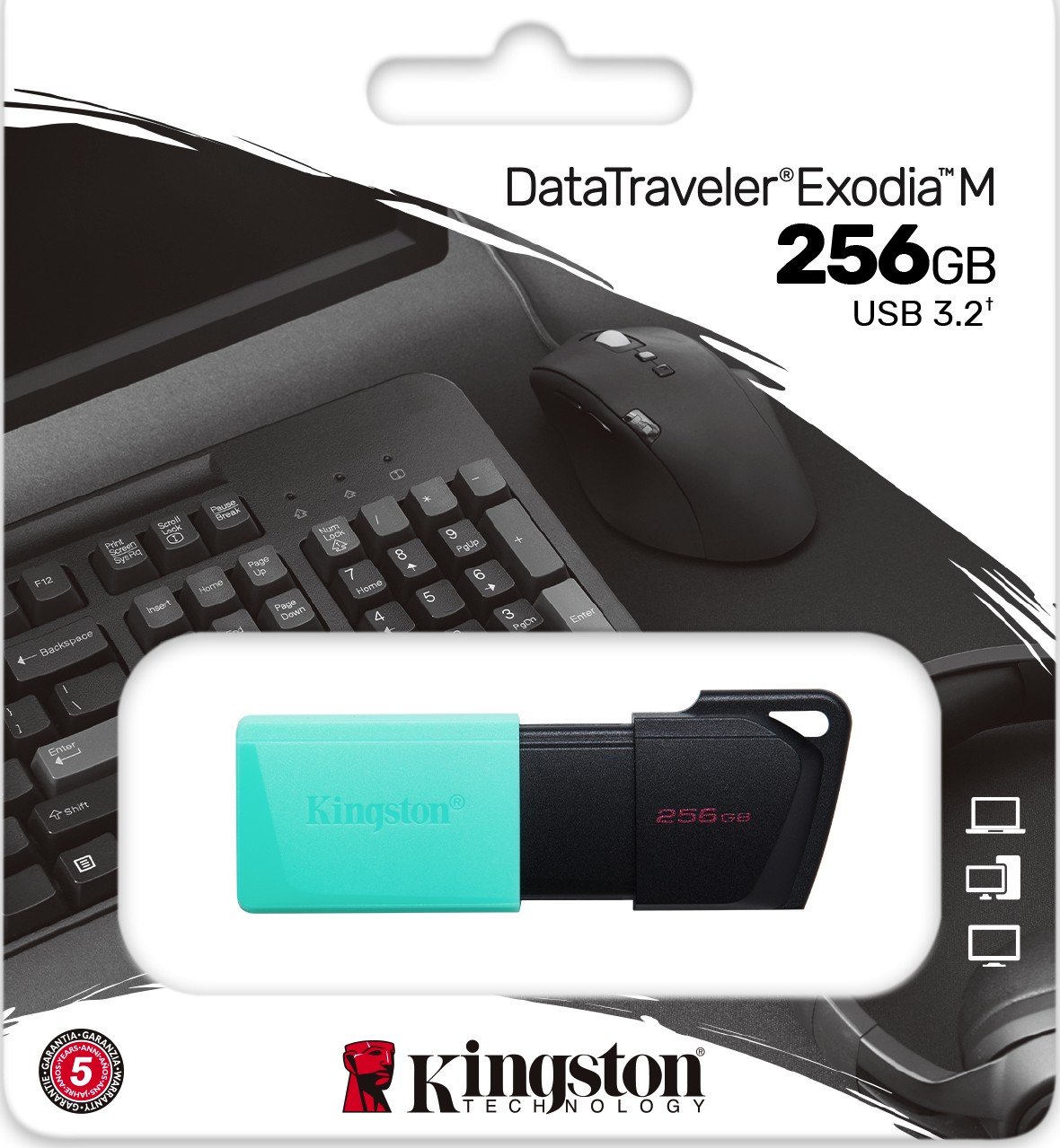 Флеш-накопичувач USB3.2 256GB Kingston DataTraveler Exodia M Black/Teal (DTXM/256GB) | ARAGO