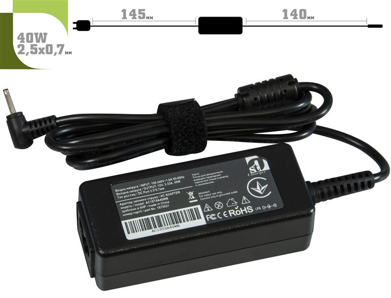 Блок живлення 1StCharger для ноутбука Samsung 12V 40W 3.33A 2.5х0.7мм + каб.живл. (AC1STSA40WB) | ARAGO