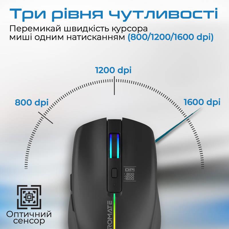 Миша бездротова Promate Kitt Black | ARAGO