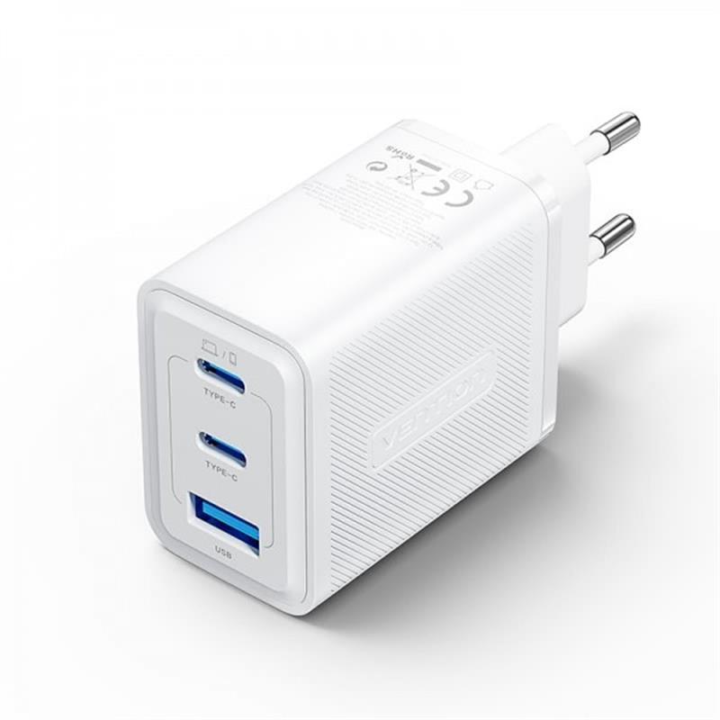 Мережевий зарядний пристрій Vention GaN III PD 65W QC3.0 5A White (FERW0-EU) | ARAGO