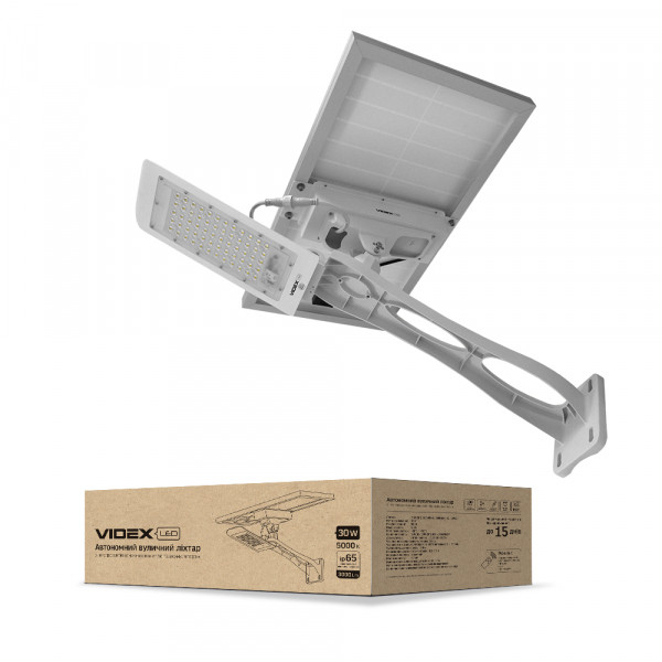картинка LED вуличний ліхтар автономний VIDEX  30W 5000K от магазина Компания+