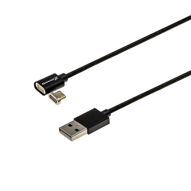 Кабель Grand-X USB - micro USB (M/M), магнитный, 1 м, Black (MG-01M) | ARAGO