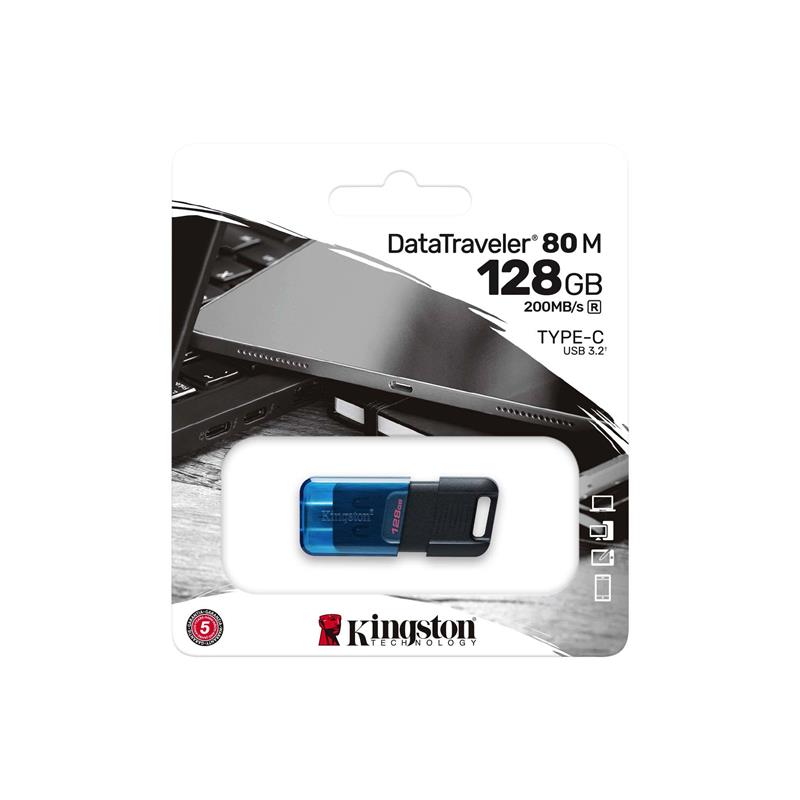 Флеш-накопичувач USB3.2 128GB Type-C Kingston DataTraveler 80 M Blue/Black (DT80M/128GB) | ARAGO
