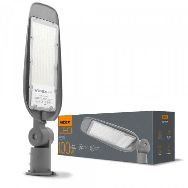 картинка LED вуличний ліхтар VIDEX (поворотний) 100W 5000K Сірий от магазина Компания+