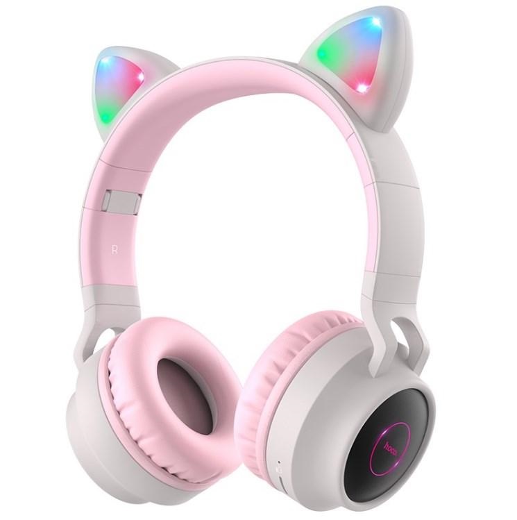 Bluetooth-гарнітура Hoco W27 Cat Ear Grey/Pink (W27GP) | ARAGO