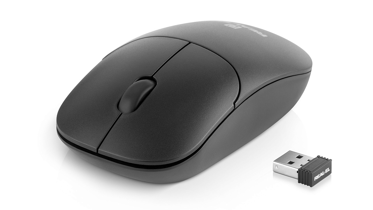 Миша бездротова REAL-EL RM-313 W Black | ARAGO