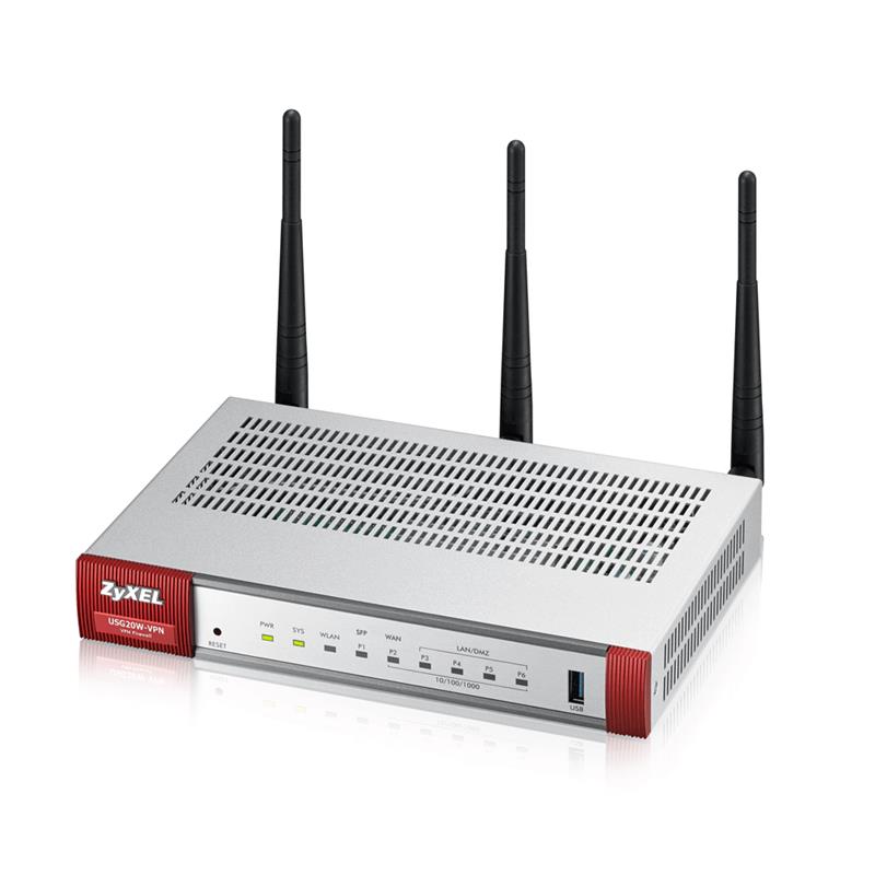 Межсетевой экран ZYXEL USG20W-VPN (USG20W-VPN-EU0101F) (AC1300/N450, 1xGE WAN, 4xGE LAN/DMZ, 1xSFP, 1xConsole, 1xUSB) | ARAGO