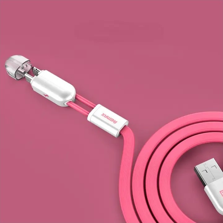 Кабель Remax RC-025t Gemini USB - Lightning + micro USB (M/M), 1 м, Pink (6954851251286) | ARAGO