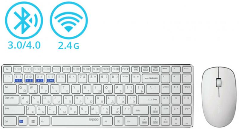 Комплект (клавиатура, мышь) Rapoo 9300M Wireless White | ARAGO