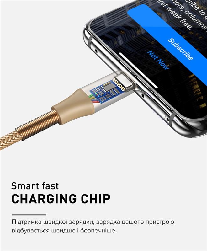 Кабель Luxe Cube Armored USB - micro USB (M/M), 1 м, золотистий (8886669689204) | ARAGO