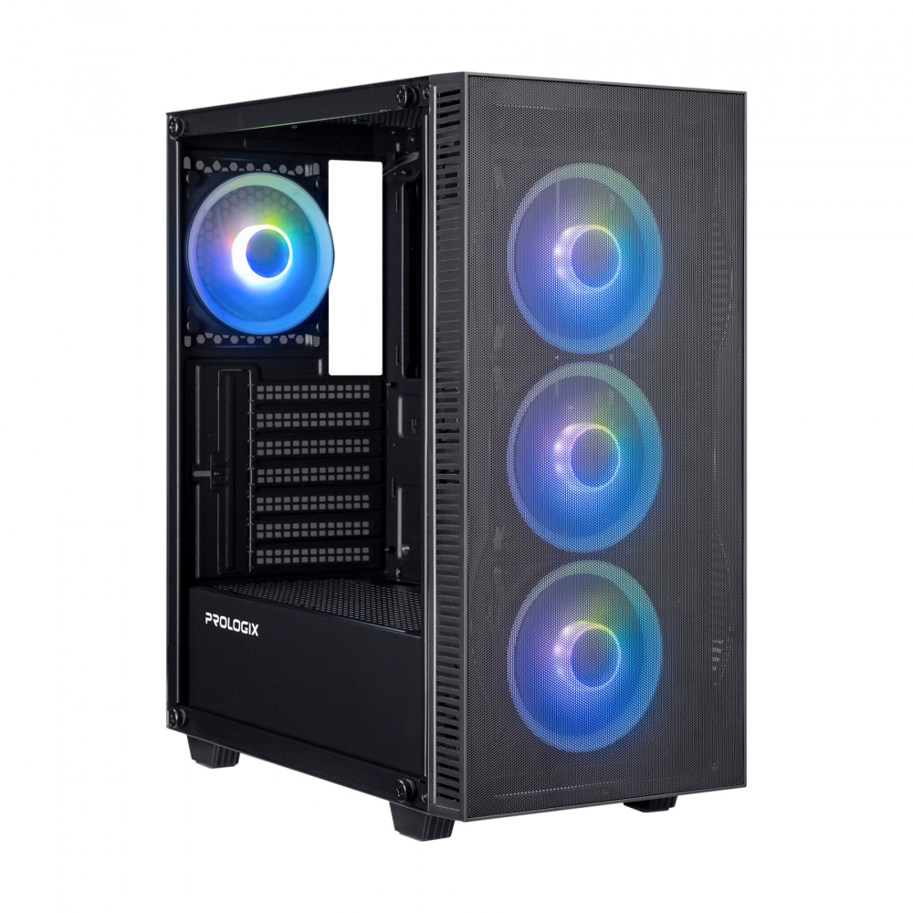 Корпус Prologix E123 Tempered Glass&Mesh Black | ARAGO