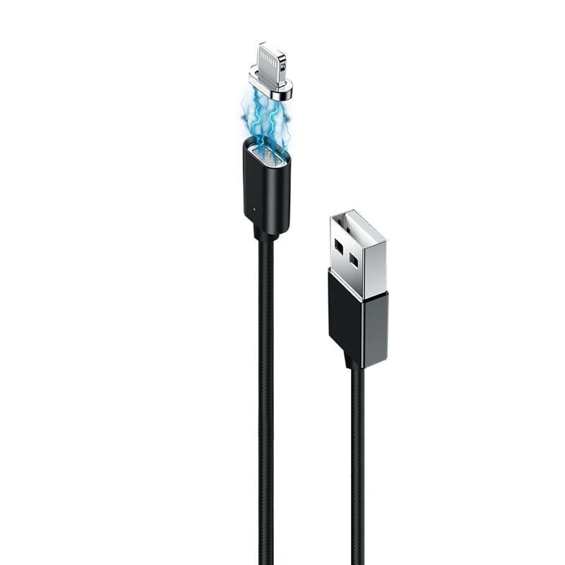 Кабель Grand-X USB - Lightning (M/M), магнітний, 1 м, Black (MG-01L) | ARAGO