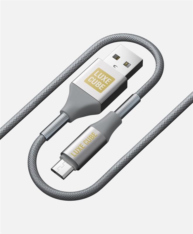 Кабель Luxe Cube Armored USB - microUSB (M/M), 1 м, сірий (8886668686105) | ARAGO