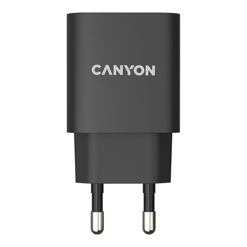 Мережевий зарядний пристрій Canyon H-20-02 (1USB, 3A) PD Black (CNE-CHA20B02) | ARAGO