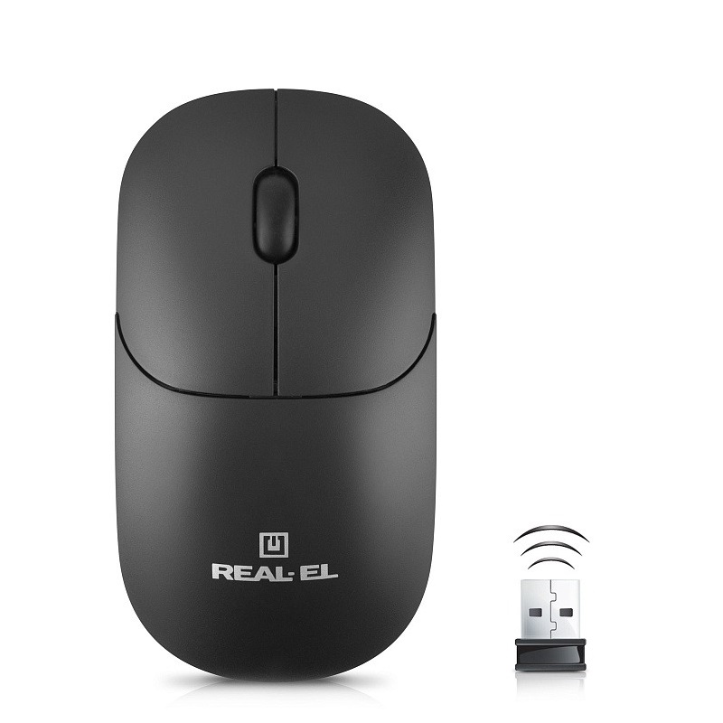 Миша бездротова REAL-EL RM-313 W Black | ARAGO