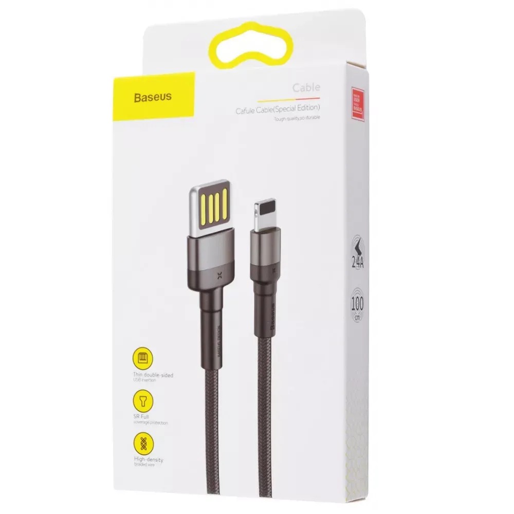 Кабель Baseus Cafule USB-Lightning, 2.4A, 1м Black (6953156283343) | ARAGO