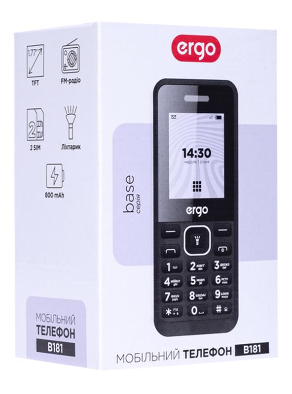 Мобильный телефон Ergo B181 Dual Sim Black | ARAGO