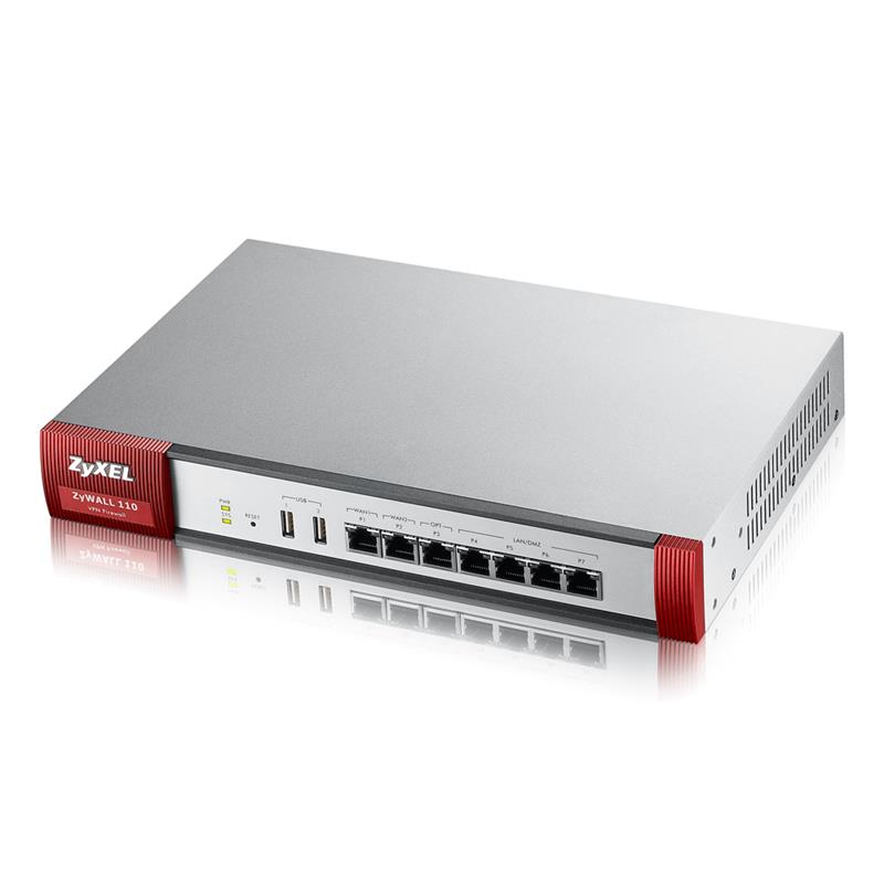 Межсетевой экран Zyxel ZyWALL 110 (ZYWALL110-EU0101F) (2xGE WAN, 4xGE LAN/DMZ, 1xSFP,  Device HA Pro, 2xUSB3.0, AP Controller (2/34)) | ARAGO