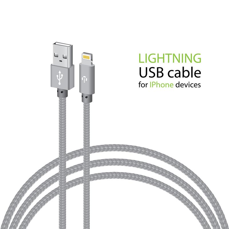 Кабель Intaleo CBGNYL1 USB - Lightning (M/M), 1 м, Grey (1283126477652) | ARAGO