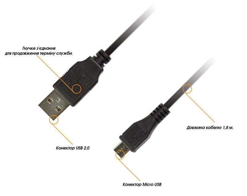 Кабель Piko USB - micro USB V2.0 (M/M), 1 м, Black (1283126474088) | ARAGO