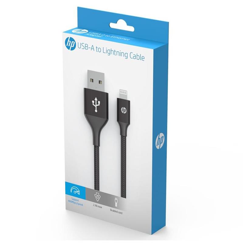 Кабель HP USB - Lightning (M/M), 2 м, чорний (DHC-MF100-2M) | ARAGO