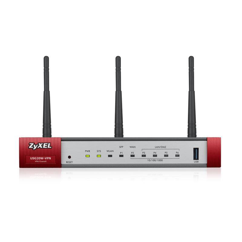 Межсетевой экран ZYXEL USG20W-VPN (USG20W-VPN-EU0101F) (AC1300/N450, 1xGE WAN, 4xGE LAN/DMZ, 1xSFP, 1xConsole, 1xUSB) | ARAGO
