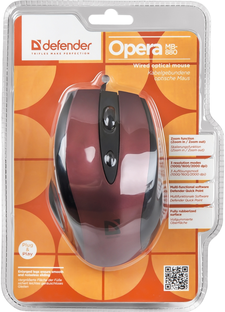 Мышь Defender Opera 880 R (52832) red USB | ARAGO